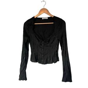 Princess Polly Black Whimsigoth Vamp Romantic Long Sleeve Blouse Top Y2K sz 6